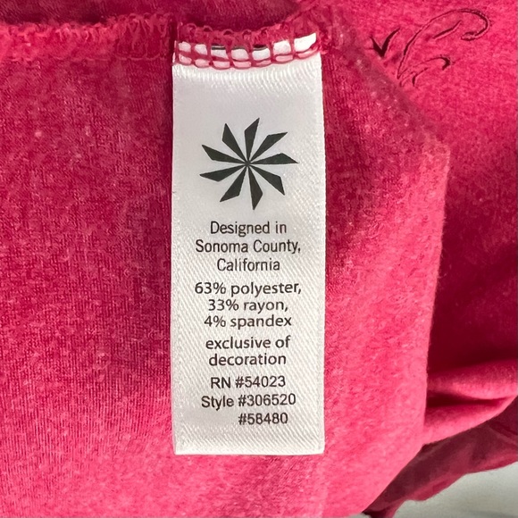 Athleta Top Embroidered Long Sleeve T-shirt Rouched Detail Heathered Dark Pink - Picture 7 of 11